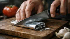 Coltello spuntato? Il trucco con la carta alluminio per farlo tagliare meglio in 5 minuti